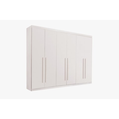 Guarda Roupa Gramado Casal com 6 Portas de Abrir 6 Gavetas 100% Mdf:neve