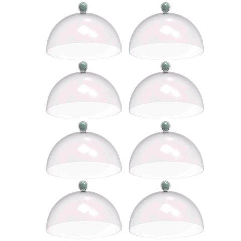 Kit 8 Cúpulas Plástico 25cm Bolos Tortas Doces Pratos Verde Menta Bubble Crippa 