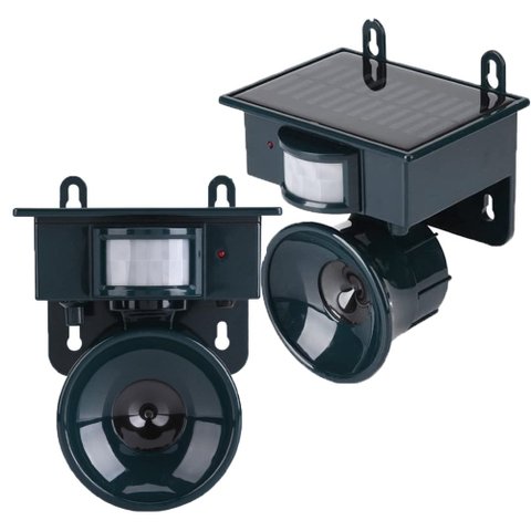 Repelente Solar Ultrassonico Kit 2 Uni Espanta Pombos Ratos Aves Pragas Sensor Movimento Detecta Pre