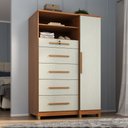 Ver imagem 3 de Cômoda com Sapateira Imperial 1 Porta 5 Gavetas Cinamomo Areia Zanzini