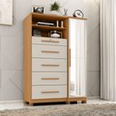 Ver imagem 4 de Cômoda com Sapateira Imperial 1 Porta 5 Gavetas Cinamomo Areia Zanzini