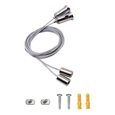Kit Fio Cabo de Aço para Perfil Pendente 2m Prateado Regulável:2 Metros/prateado