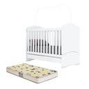 Ver imagem 1 de Berço Mini Cama Bala de Menta Branco com Colchão - Móveis Henn