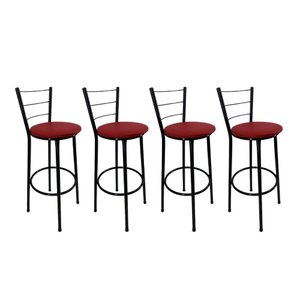 Kit 4 Banquetas Alta Preta Cozinha Gourmet Americana Balcão:vermelho