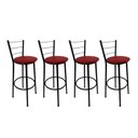 Ver imagem 1 de Kit 4 Banquetas Alta Preta Cozinha Gourmet Americana Balcão:vermelho