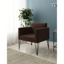 Ver imagem 2 de Poltrona Ideal para Recepção Turim Pés Hairpin Preto Tecido Suede Marrom