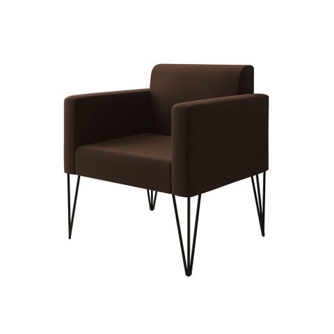 Poltrona Ideal para Recepção Turim Pés Hairpin Preto Tecido Suede Marrom