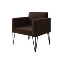 Ver imagem 1 de Poltrona Ideal para Recepção Turim Pés Hairpin Preto Tecido Suede Marrom