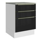 Ver imagem 1 de Balcão de Cozinha 60 Cm 3 Gavetas Branco/preto Lux Madesa Branco/preto
