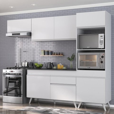 Armário De Cozinha Compacta 252cm Veneza Multimóveis Branco