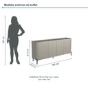Ver imagem 3 de Buffet Bend 180 cm Porta Lisa Incolar Grigio com Pé Preto