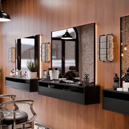 Bancada Suspensa para Salão de Beleza Cabeleireiro Balcão de Barbearia Suspensa Life 1.12 - Preto -  - 2