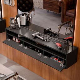 Bancada Suspensa para Salão de Beleza Cabeleireiro Balcão de Barbearia Suspensa Life 1.12 - Preto -  - 3