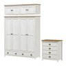 Guarda Roupa E Comoda Casal Madeira Maciça 9105x9108x9101 Topazio Branco Carvalho FNT - 1