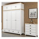 Ver imagem 2 de Guarda Roupa E Comoda Casal Madeira Maciça 9105x9108x9101 Topazio Branco Carvalho FNT