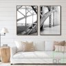 Quadro Parede Cidade New York Arco Da Ponte Sala Quarto P&B:Madeira - 2