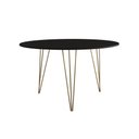 Ver imagem 5 de Mesa Jantar Redonda 110Cm Preta Clips 3 Pés Com 4 Poltronas Brancas Base Dourada - Cor: Preto