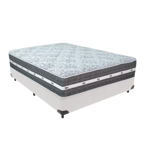 Cama Box Branco e Colchão Black Graphite Molas Ensacadas Casal 138x188x27 Anjos