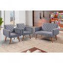 Ver imagem 2 de Conjunto Anabelle 2 Poltronas de 1 Lugar 1 Poltrona 2 Lugares Braço Unidecor Cinza