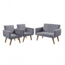 Ver imagem 1 de Conjunto Anabelle 2 Poltronas de 1 Lugar 1 Poltrona 2 Lugares Braço Unidecor Cinza