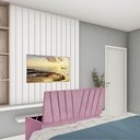 Ver imagem 1 de Calçadeira Baú Recamier Estofada Cama de Solteiro 90cm Bélgica Suede Rosa Bebe- Mabe Magazine