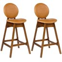 Ver imagem 1 de Kit 02 Banquetas Alta para Cozinha Bar Estofada Rattan Ibis L02 Couríssimo Whisky - Lyam Decor