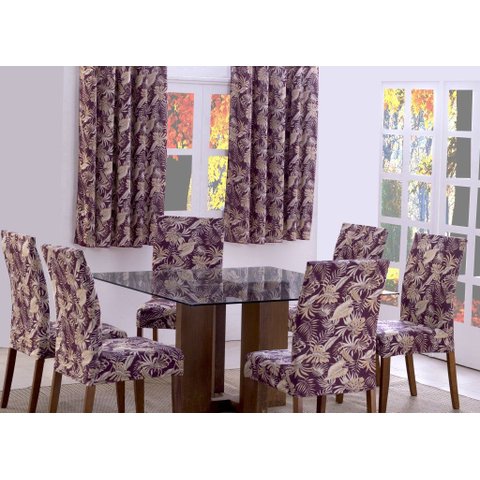 Capas de Cadeira 06 Lugares Floral Vinho