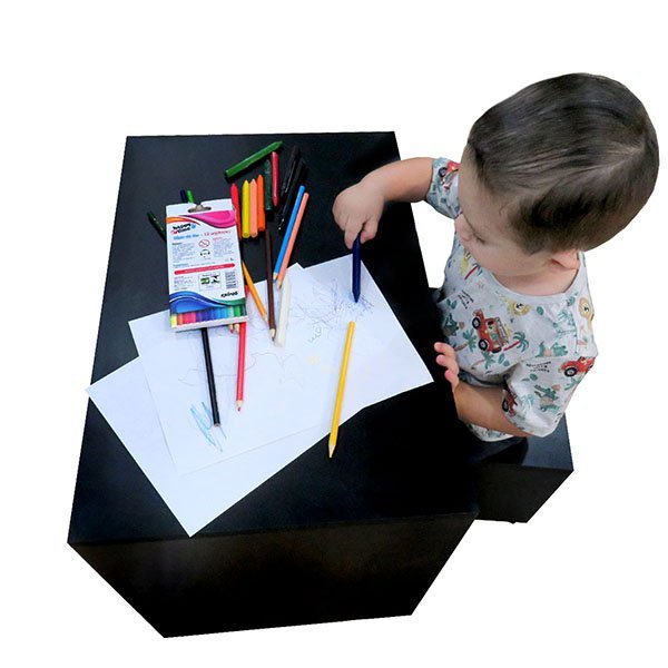 Mesinha Multiuso Infantil MDF com Banqueta - Tinta Preta - 3