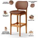 Ver imagem 4 de Kit 02 Banquetas Alta para Cozinha Madeira Fixa Betta L02 Imbuia Couríssimo Marrom - Lyam Decor