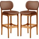 Ver imagem 1 de Kit 02 Banquetas Alta para Cozinha Madeira Fixa Betta L02 Imbuia Couríssimo Marrom - Lyam Decor