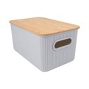 Ver imagem 1 de Cesta Retangular Cinza com Alça e Tampa em Bambu 29507 - L\'hermitage