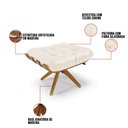 Ver imagem 6 de Kit 01 Poltrona e 01 Puff Giratório Costela Corino Bege Base Madeira Ma25 - D’Rossi