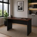 Ver imagem 1 de Mesa Retangular Escrivaninha 135cm x 60cm Tampo 25mm com Pés Painel F5 Office Cor:Louro Preto com