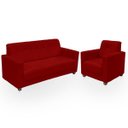 Ver imagem 1 de Sofá + 1 Poltrona para Sala de Estar Moderno Confortável Veneza Suede