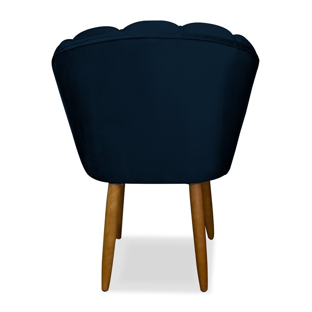 Cadeira Pétala para Penteadeira Escritório Pés Palito Veludo Azul Marinho Wed Decor - 3