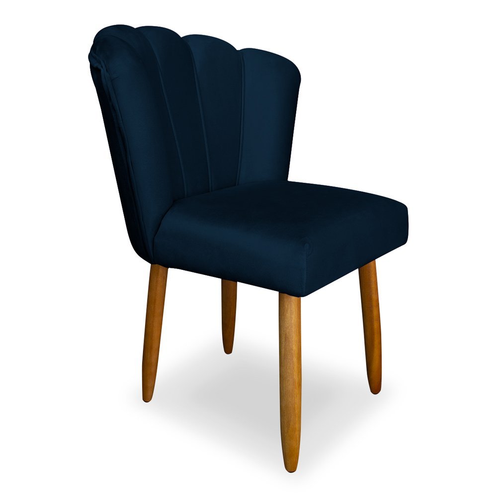Cadeira Pétala para Penteadeira Escritório Pés Palito Veludo Azul Marinho Wed Decor - 2