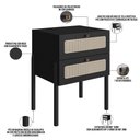 Ver imagem 5 de Mesa de Cabeceira 02 Gavetas com Telinha Pés Madeira Moss A03 Nero Preto