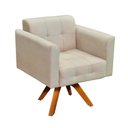Ver imagem 2 de Três Poltronas Decorativa Giratória Gran Elisa Base Madeira Suede Bege