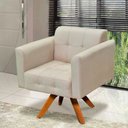 Ver imagem 1 de Três Poltronas Decorativa Giratória Gran Elisa Base Madeira Suede Bege