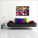 Ver imagem 3 de Quadro Decorativo Leão Abstrato Animais Salas Decorações Interiores Com Moldura