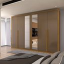 Ver imagem 1 de Guarda-roupa Casal Classic 6 Portas 6 Gavetas 100% Mdf com Espelho Cinamomo/cappuccino - Panorama Mó