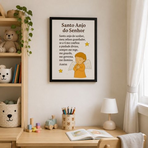 Quadro Decorativo Infantil Oração "Santo Anjo do Senhor ..."