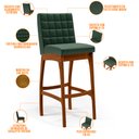 Ver imagem 4 de Kit 05 Banquetas Altas Para Cozinha Sala de Jantar Fixa Mila L02 Facto Verde Musgo - Lyam Decor