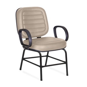 Cadeira Escritório Obeso Plus Size Pé Fixo Costura:Beige