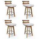 Ver imagem 1 de Kit 04 Banquetas Giratória Costela Base Madeira Branco