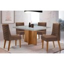 Ver imagem 1 de Conjunto: Mesa de Cozinha Berlim Curvo 90cm + 4 Cadeiras Dafne Naturale/off White - Corano Capuccino