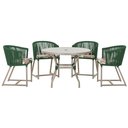 Ver imagem 1 de Mesa com 4 Cadeiras de Jantar Roma 100cm e Noronha em Aluminío Fendi Corda Nautica Estofado 6 Trama