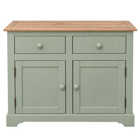 Balcão Buffet de Madeira Maciça com 2 Portas e 2 Gavetas Verde Jade