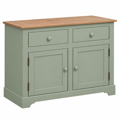 Balcão Buffet de Madeira Maciça com 2 Portas e 2 Gavetas Verde Jade