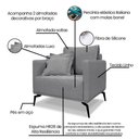 Ver imagem 4 de Kit Poltrona E Sofá 2 Lugares 1,80m Pés Metálicos Grafite